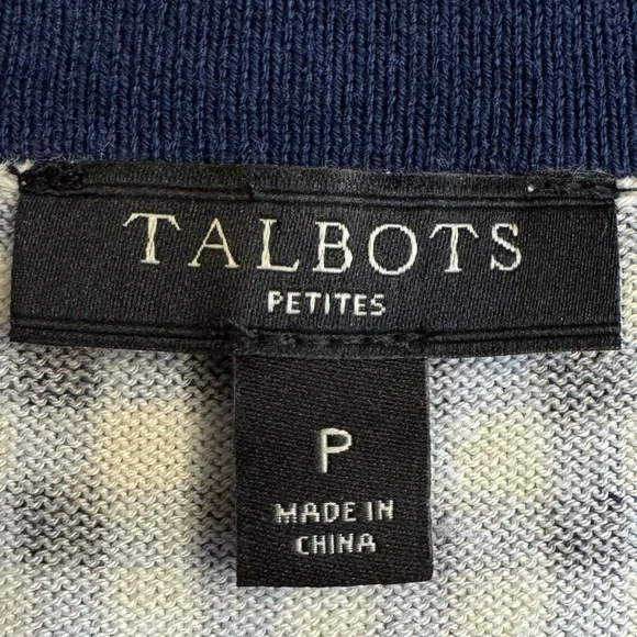 Talbots Cardigan Sweater Top 2 Pc SET Petite P 3/4 Sleeves Blue White Checkered - Picture 12 of 13